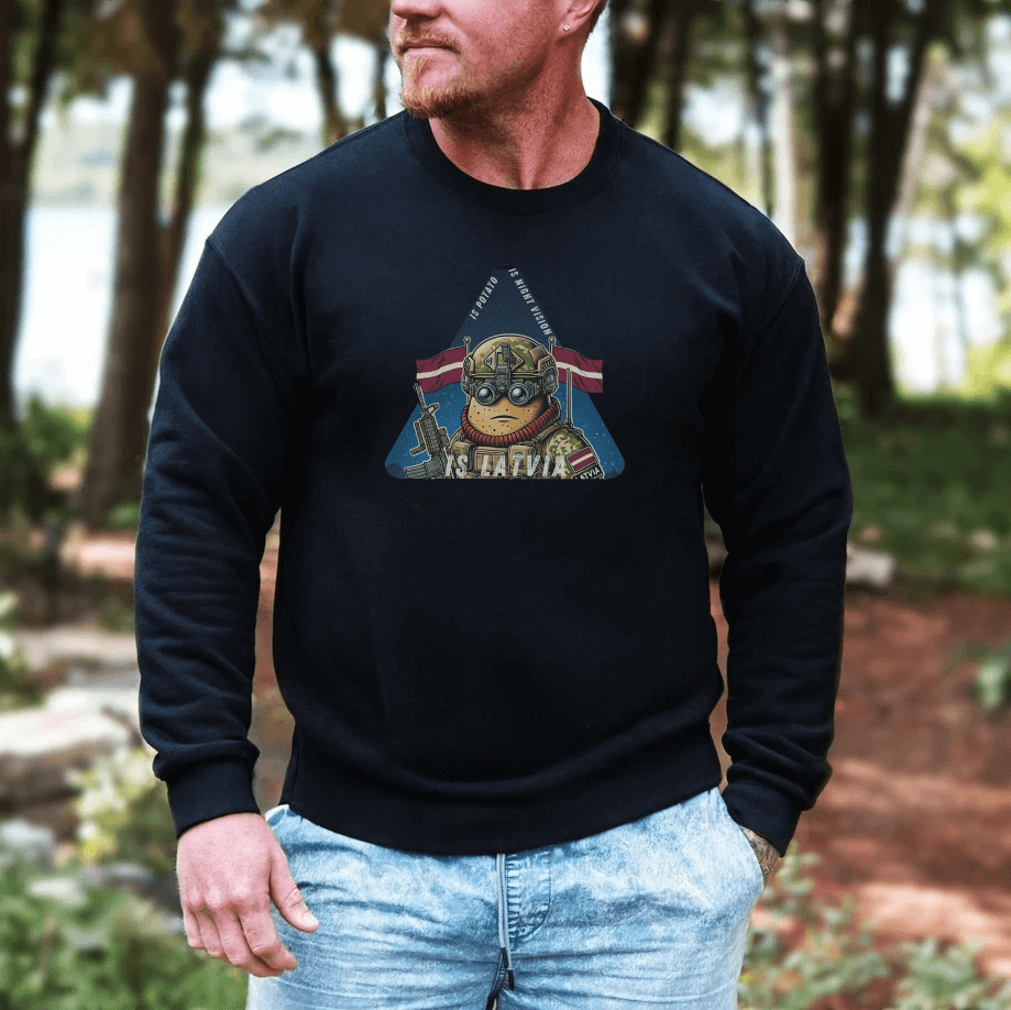 Is potato. Is night vision. Is Latvia. - Premium Sweatshirt - Deployed In EU