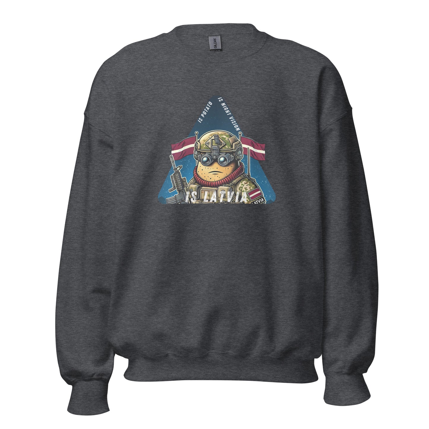 Is potato. Is night vision. Is Latvia. - Premium Sweatshirt - Deployed In EU