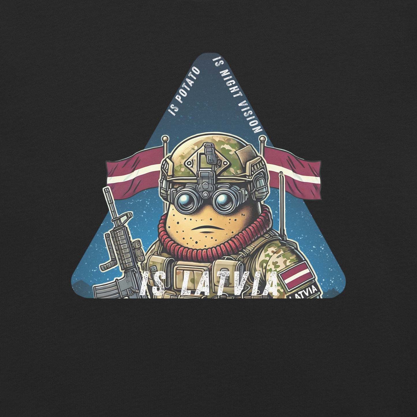 Is potato. Is night vision. Is Latvia. - Premium T-shirt - Deployed In EU