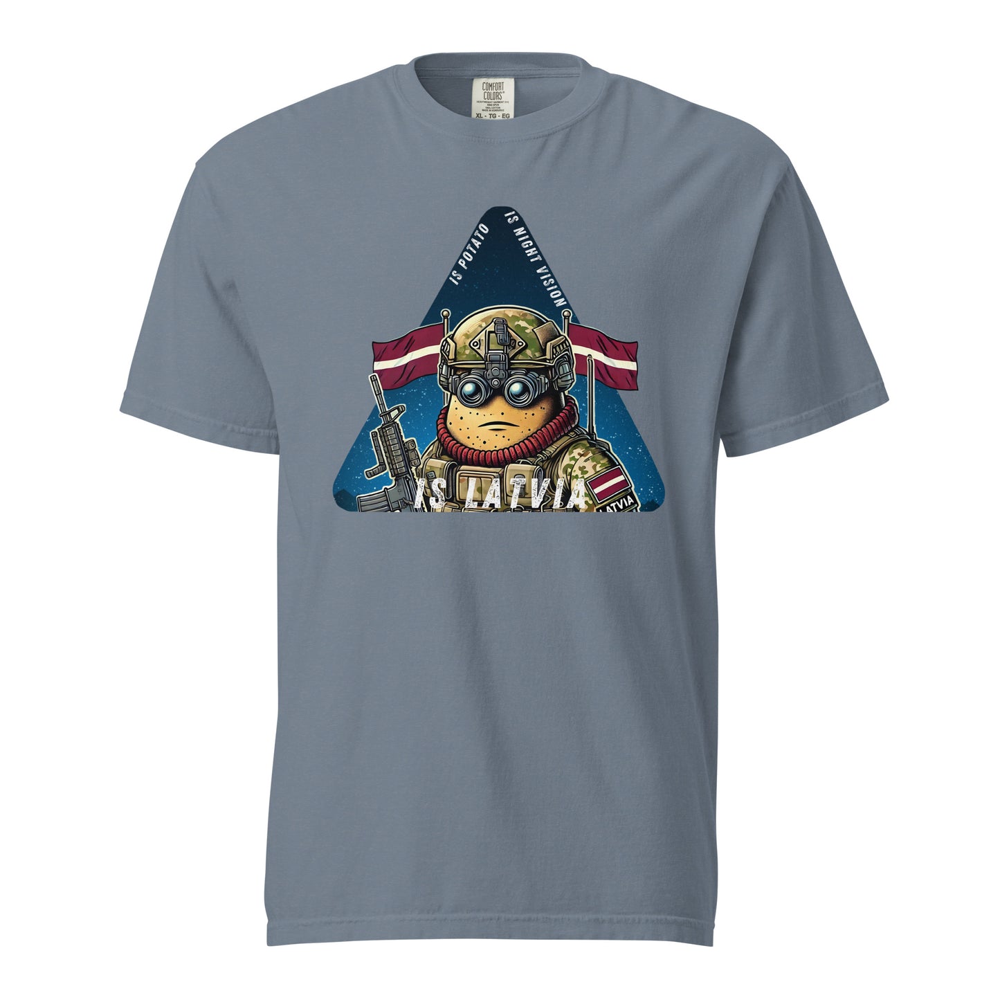 Is potato. Is night vision. Is Latvia. - Premium T-shirt - Deployed In EU
