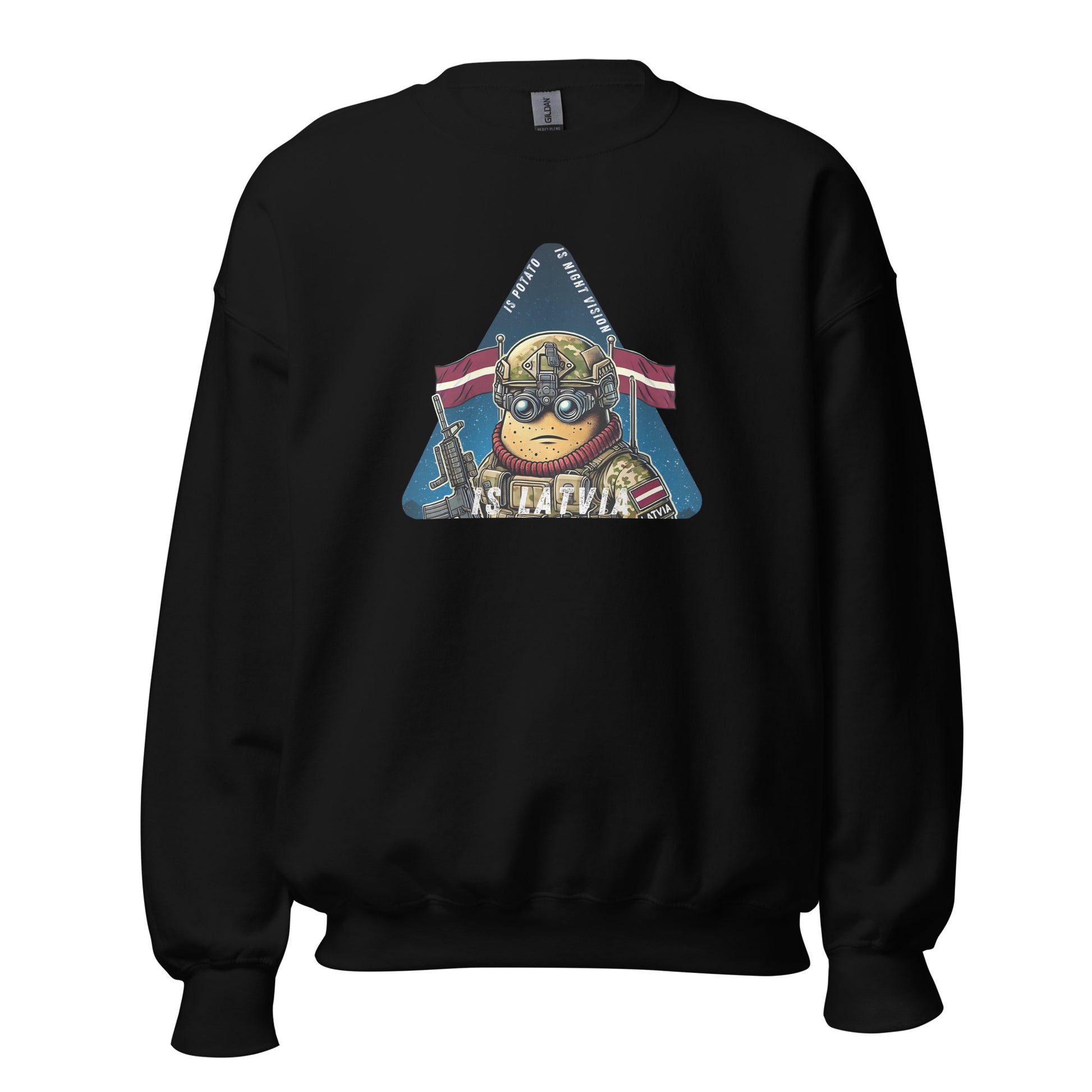 Is potato. Is night vision. Is Latvia. - Premium Sweatshirt - Deployed In EU