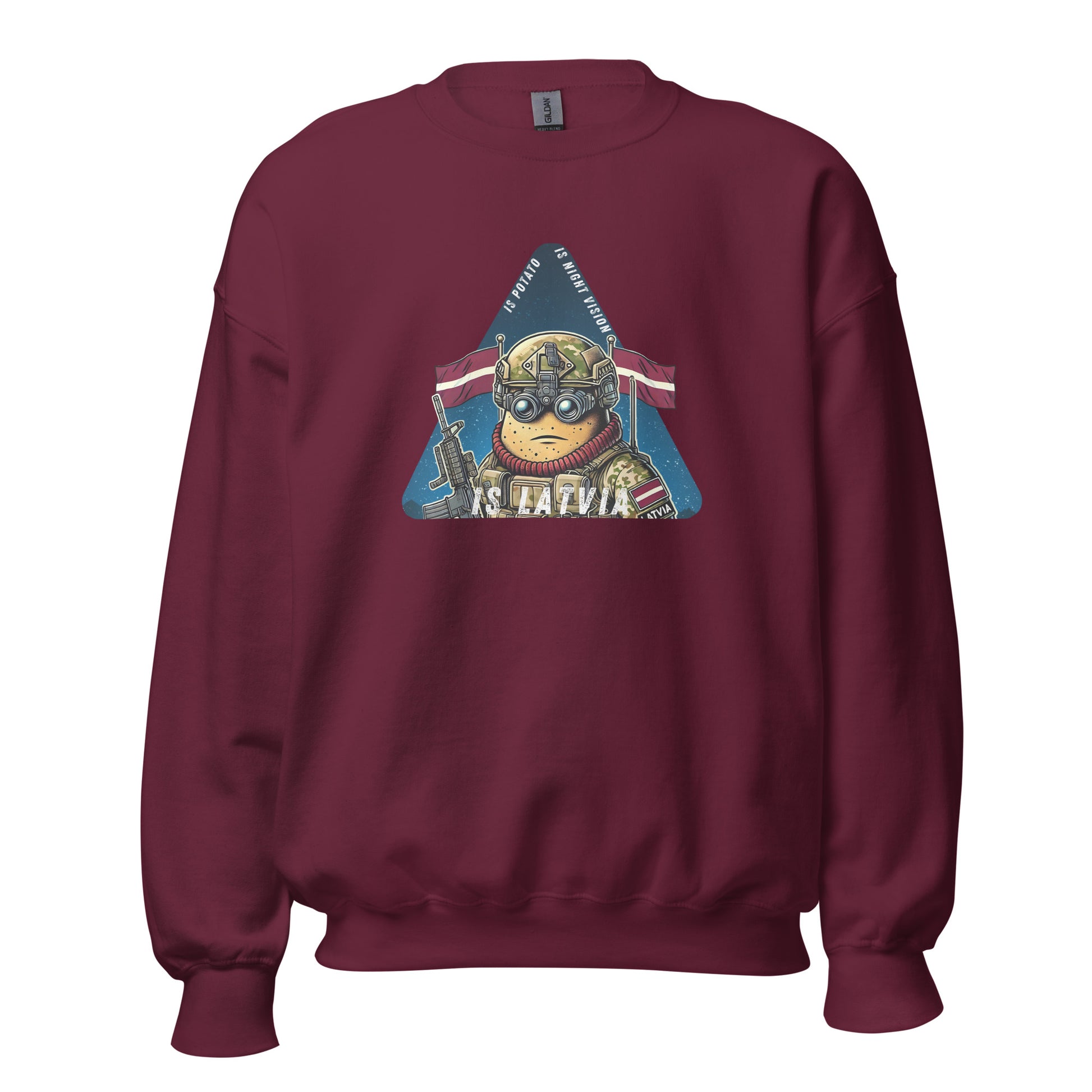 Is potato. Is night vision. Is Latvia. - Premium Sweatshirt - Deployed In EU