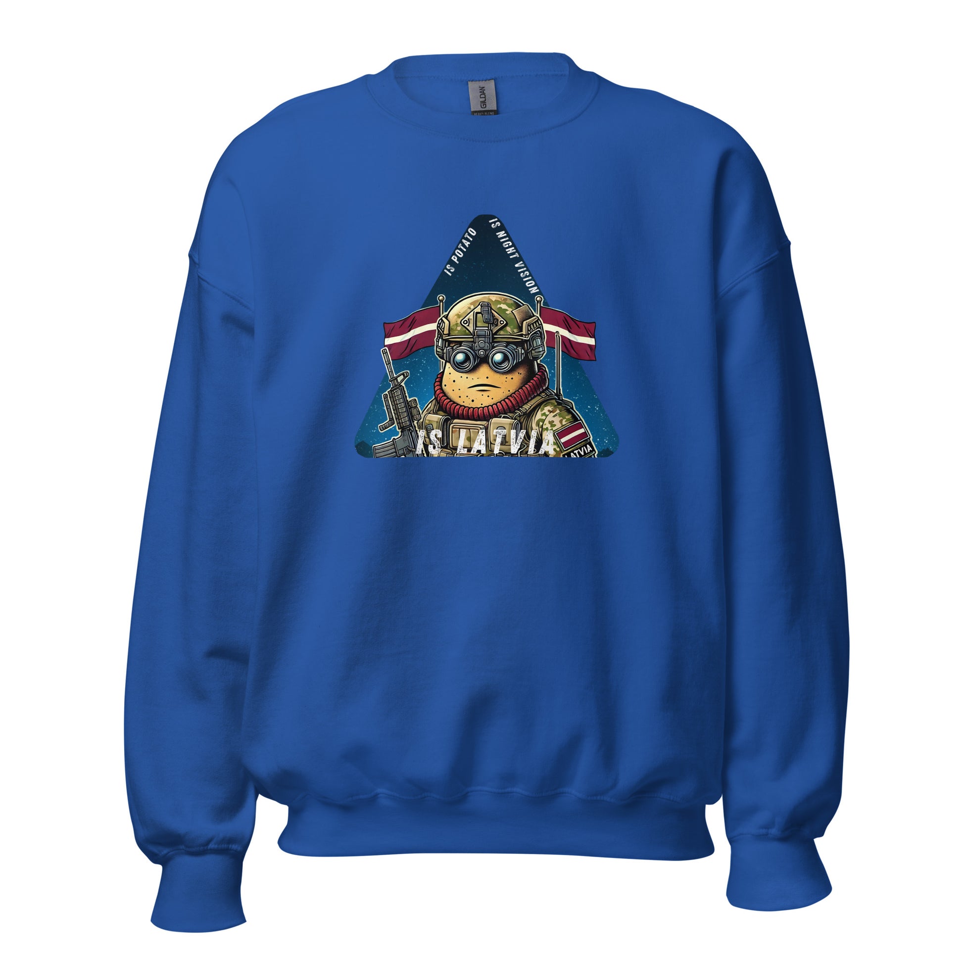 Is potato. Is night vision. Is Latvia. - Premium Sweatshirt - Deployed In EU