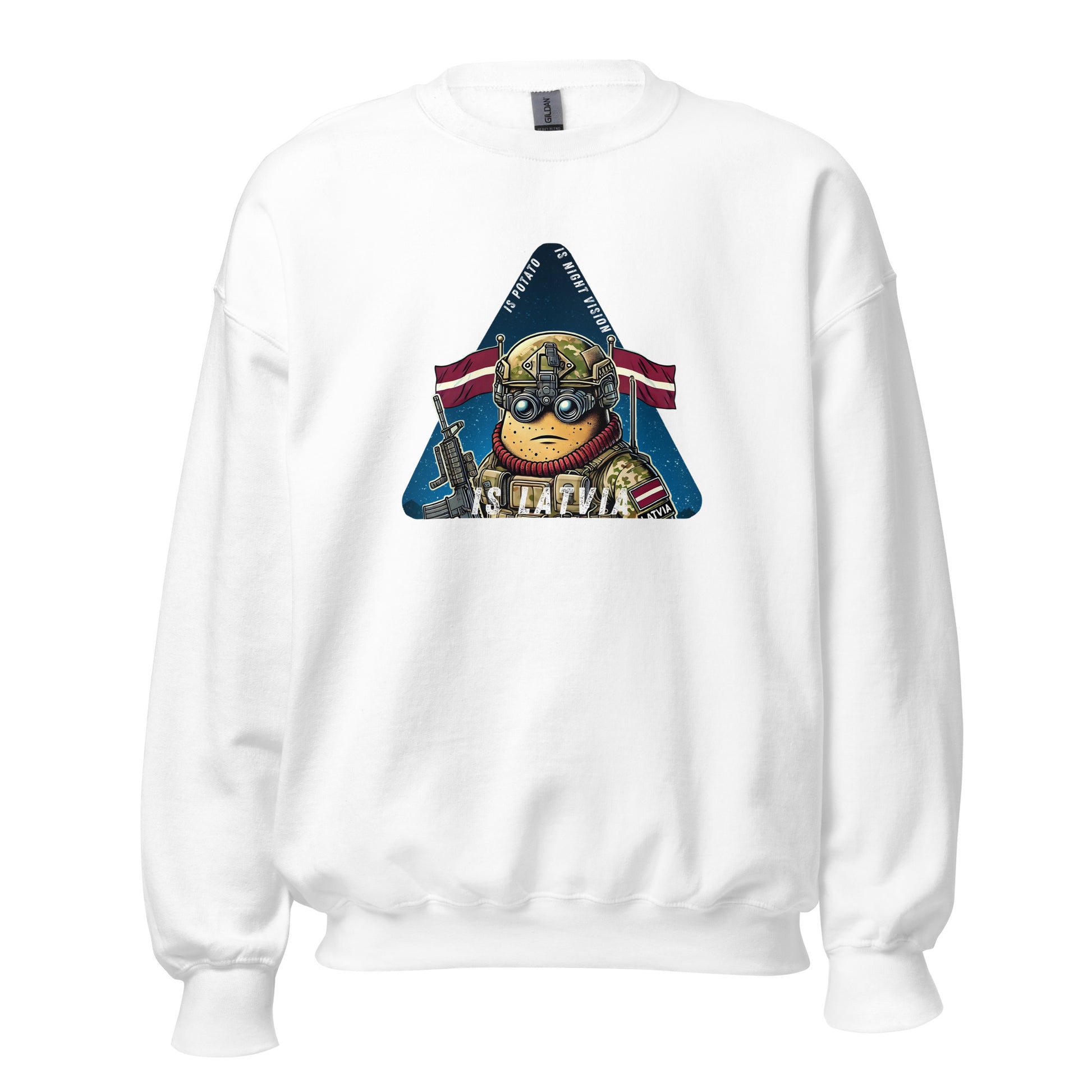 Is potato. Is night vision. Is Latvia. - Premium Sweatshirt - Deployed In EU