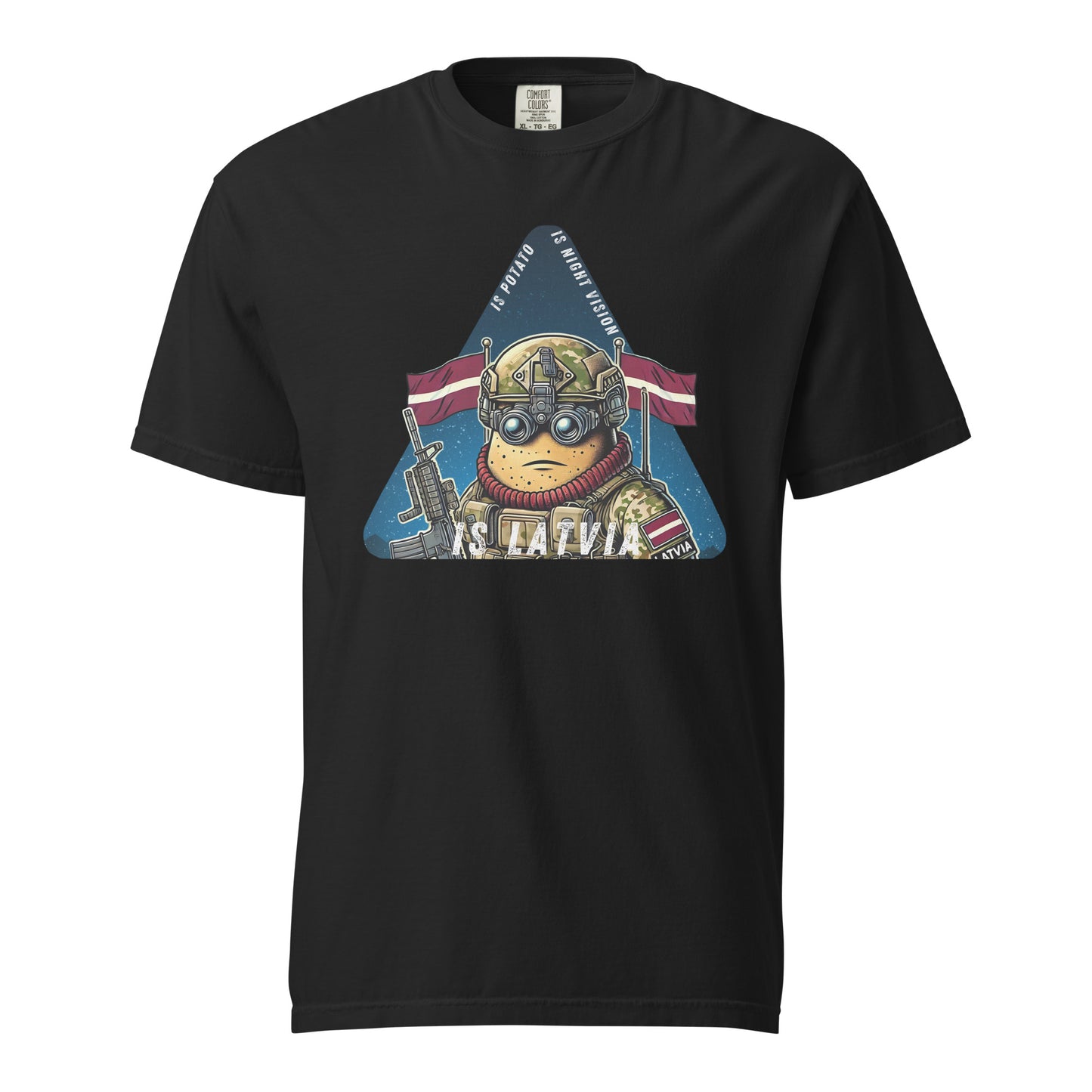 Is potato. Is night vision. Is Latvia. - Premium T-shirt - Deployed In EU
