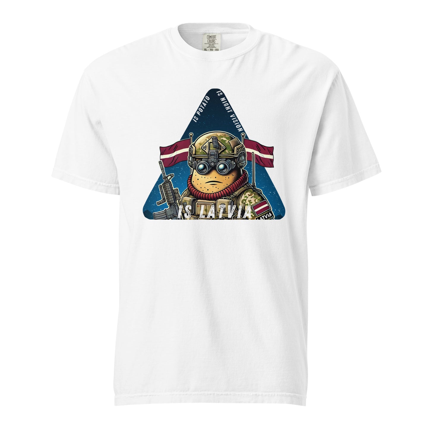 Is potato. Is night vision. Is Latvia. - Premium T-shirt - Deployed In EU
